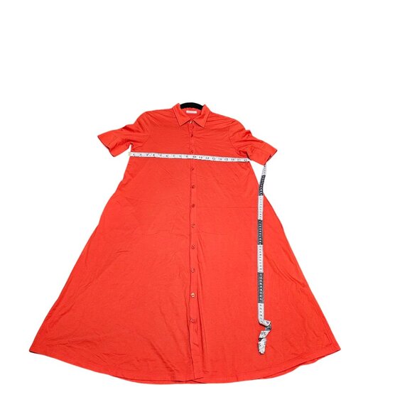 Anonymi Womens Orange A-Line Button-Down Midi Shirt Dress S 100% Pima Cotton - Picture 9 of 9